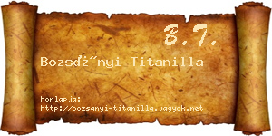 Bozsányi Titanilla névjegykártya